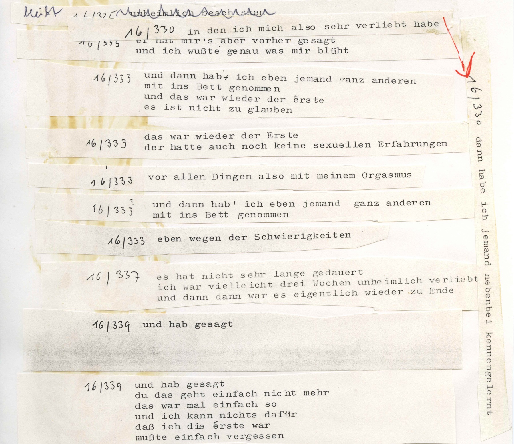 li: handschriftliche Selektion; re: maschinenschriftliche Selektion