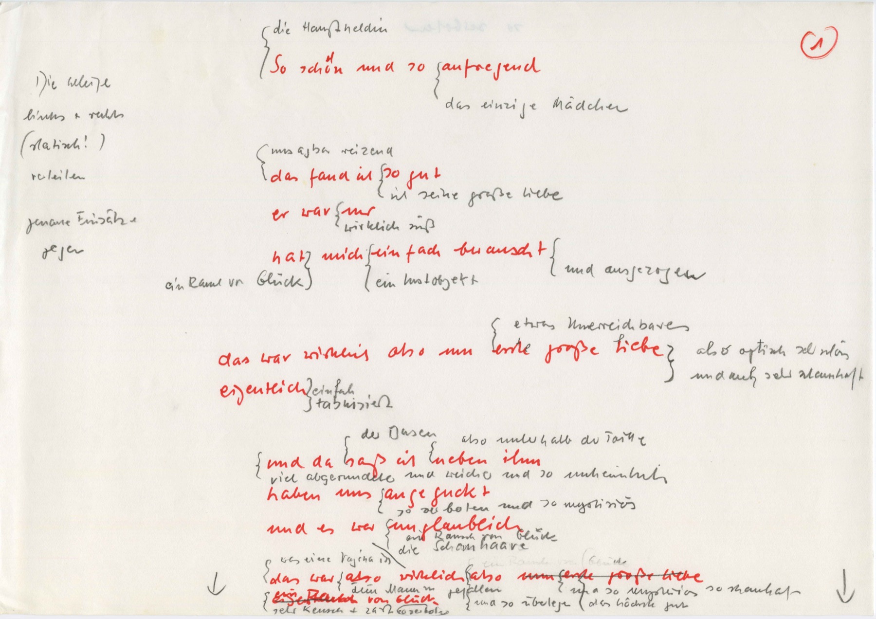 li: linear-organisierter Schleifentext; re: Schleifentext in Relation zum Haupttext